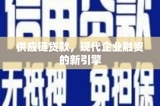 顺庆供应链贷款，现代企业融资的新引擎