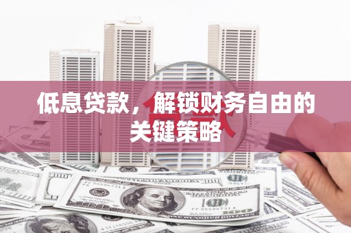 顺庆低息贷款，解锁财务自由的关键策略