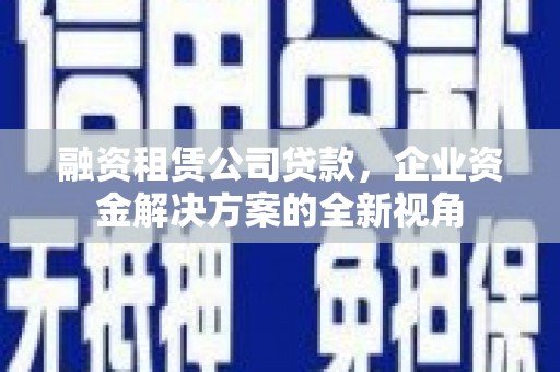 顺庆融资租赁公司贷款，企业资金解决方案的全新视角