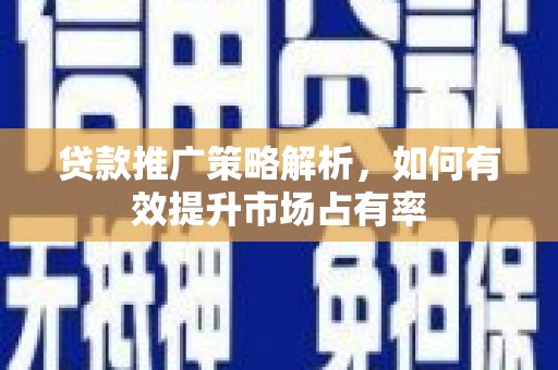 顺庆贷款推广策略解析，如何有效提升市场占有率