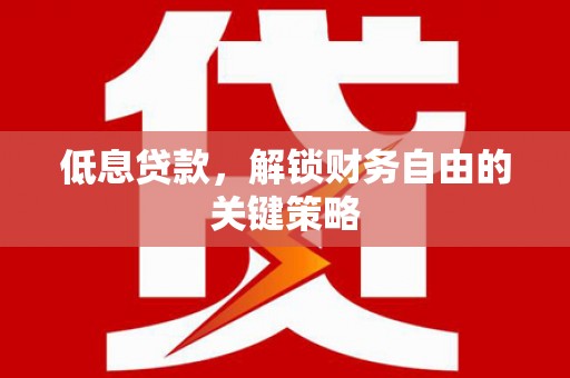 顺庆低息贷款，解锁财务自由的关键策略
