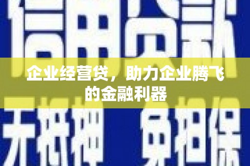 顺庆企业经营贷，助力企业腾飞的金融利器