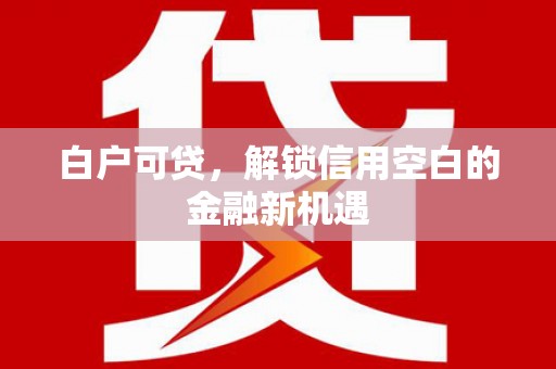 顺庆白户可贷，解锁信用空白的金融新机遇