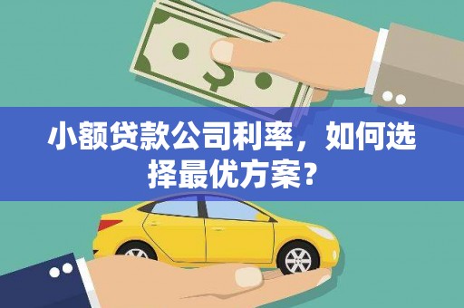 顺庆小额贷款公司利率，如何选择最优方案？