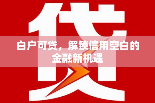 顺庆白户可贷，解锁信用空白的金融新机遇