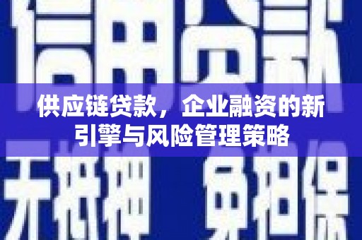 顺庆供应链贷款，企业融资的新引擎与风险管理策略