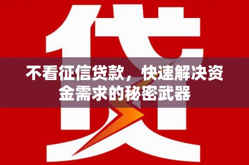 顺庆不看征信贷款，快速解决资金需求的秘密武器